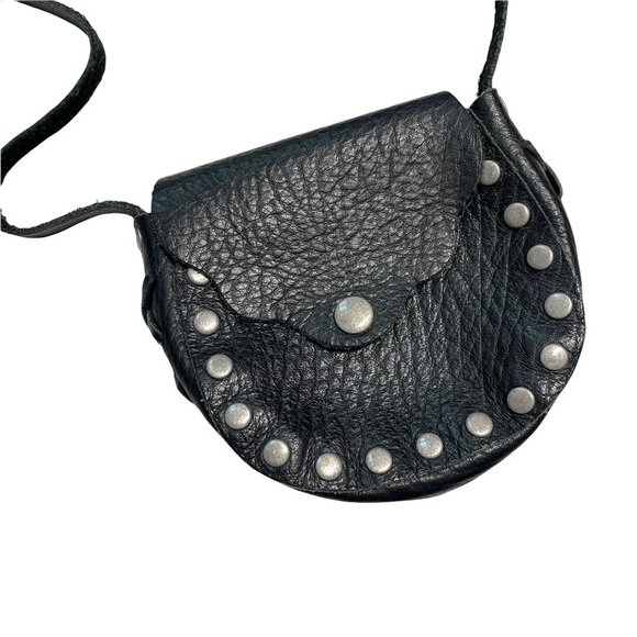 Black Pebbled Leather Mini Crossbody Bag with Studs - Picture 8 of 8